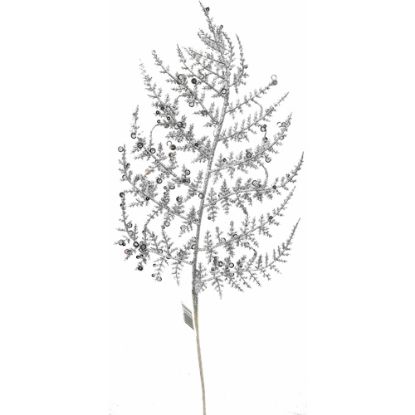 Picture of 53cm GLITTERED FERN SPRAY SILVER