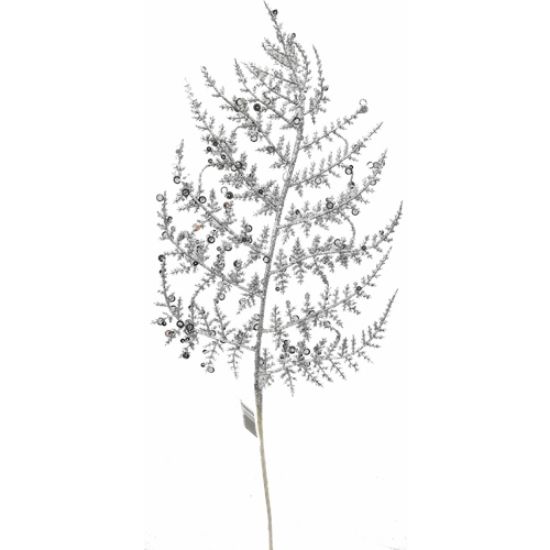 Picture of 53cm GLITTERED FERN SPRAY SILVER