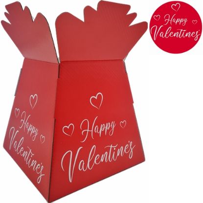 Picture of BOUQUET BOX GLOSSY - HAPPY VALENTINES RICH RED/WHITE X 30pcs