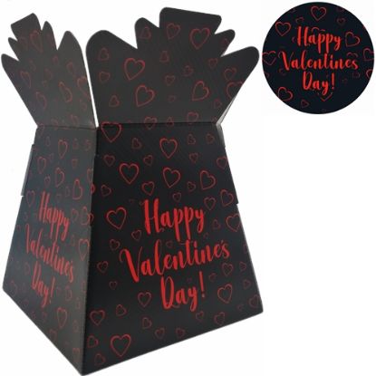 Picture of BOUQUET BOX GLOSSY - HAPPY VALENTINES DAY BLACK/RED X 30pcs