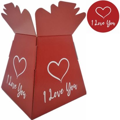 Picture of BOUQUET BOX GLOSSY - I LOVE YOU HEART RICH RED/WHITE X 30pcs