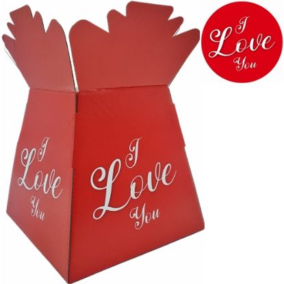 Picture of BOUQUET BOX GLOSSY - I LOVE YOU RED/WHITE X 30pcs