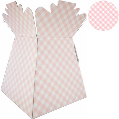 Picture of BOUQUET BOX GLOSSY - GINGHAM LIGHT PINK X 30pcs