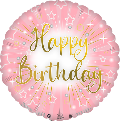 Picture of FS BALLOONS 18 INCH HOLOGRAPHIC FOIL BALLOON - HAPPY BIRTHDAY ELEGANT PINK/GOLD
