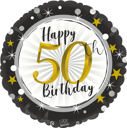 Picture of FS BALLOONS 18 INCH HOLOGRAPHIC FOIL BALLOON - HAPPY 50th BIRTHDAY CELEBRATION