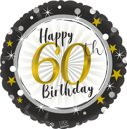 Picture of FS BALLOONS 18 INCH HOLOGRAPHIC FOIL BALLOON - HAPPY 60th BIRTHDAY CELEBRATION