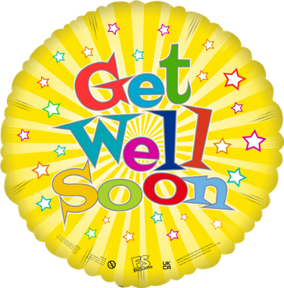 Picture of FS BALLOONS 18 INCH HOLOGRAPHIC FOIL BALLOON - GET WELL SOON SUNSHINE YELLOW