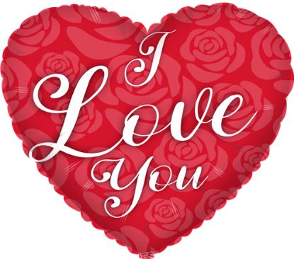 Picture of FS BALLOONS 18 INCH HOLOGRAPHIC FOIL BALLOON - I LOVE YOU HEART WITH ROSES RED