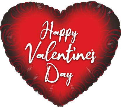 Picture of FS BALLOONS 18 INCH HOLOGRAPHIC FOIL BALLOON - HAPPY VALENTINES DAY HEART RED/BLACK