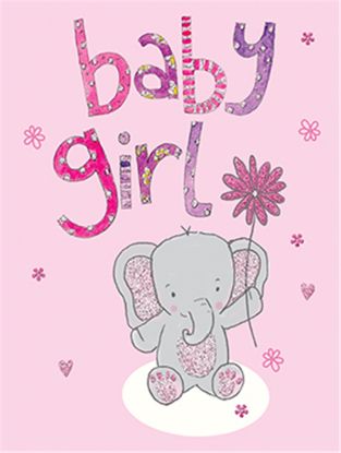 Picture of 10cm MINI GIFT CARD X 6pcs - BABY GIRL ELEPHANT