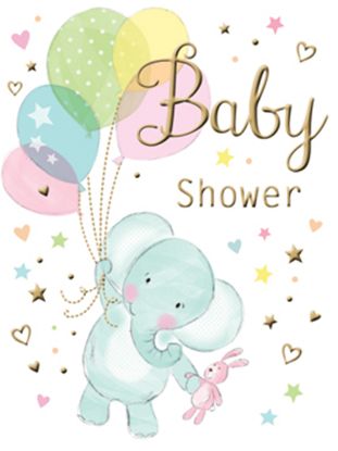 Picture of 10cm MINI GIFT CARD X 6pcs - BABY SHOWER ELEPHANT