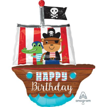 Picture of ANAGRAM 27 INCH XL FOIL BALLOON HAPPY BIRTHDAY - PIRATE SHIP
