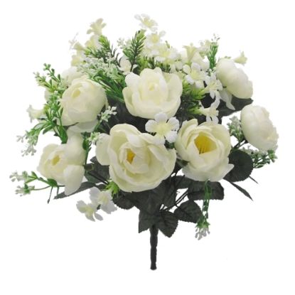 Picture of 35cm RANUNCULUS AND BLOSSOM MIXED BUSH IVORY