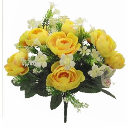 Picture of 35cm RANUNCULUS AND BLOSSOM MIXED BUSH YELLOW