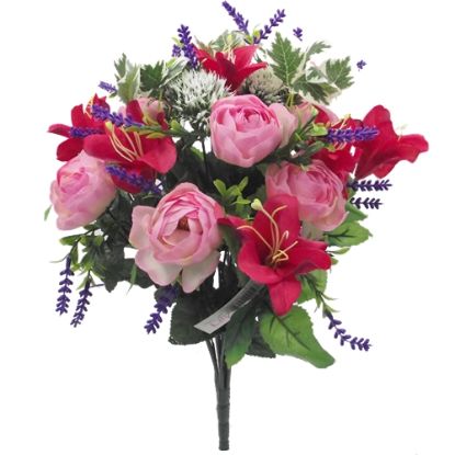 Picture of 50cm LILY RANUNCULUS AND ASTILBE LARGE MIXED BUSH PINK/RED/PURPLE