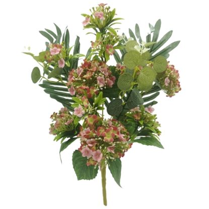 Picture of 48cm BUDDING HYDRANGEA AND FOLIAGE BOUQUET CREAM/PINK