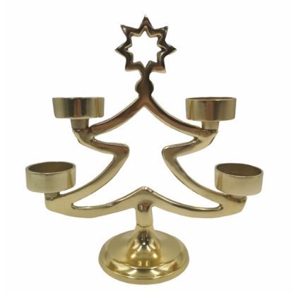 Picture of 25cm METAL CHRISTMAS TREE TEALIGHT HOLDER - REINDEER GOLD X 2pcs