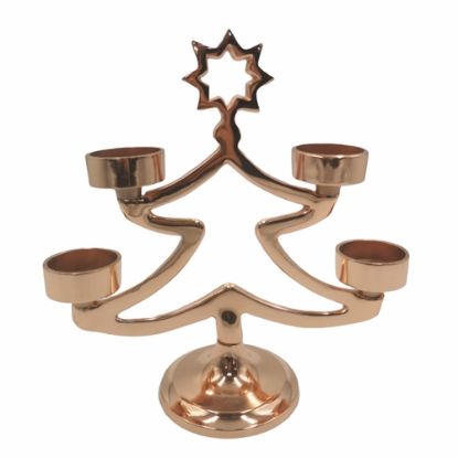 Picture of 25cm METAL CHRISTMAS TREE TEALIGHT HOLDER - REINDEER ROSE GOLD X 2pcs