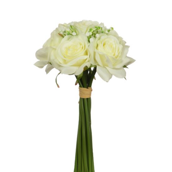 Picture of 26cm ROSE BUNDLE (6 HEADS) WITH GYP IVORY