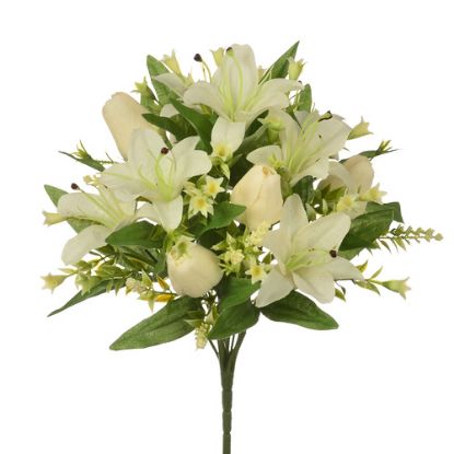 Picture of 37cm LILY AND TULIP BUSH IVORY/CREAM