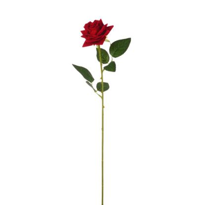 Picture of 53cm SINGLE VELVET OPEN ROSE RED