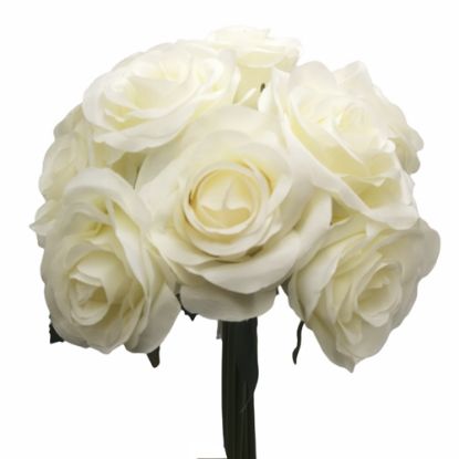 Picture of 30cm OPEN ROSE BUNDLE (9 HEADS) IVORY