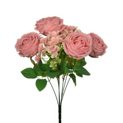 Picture of 41cm CABBAGE ROSE AND HYDRANGEA BUSH PINK