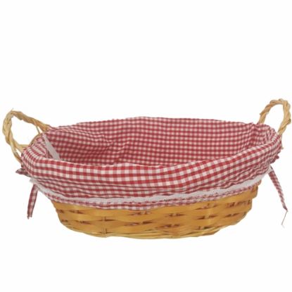Picture of 35cm OVAL GINGHAM CLOTH LINED BASKET RED