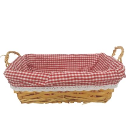 Picture of 33cm RECTANGULAR GINGHAM CLOTH LINED BASKET RED