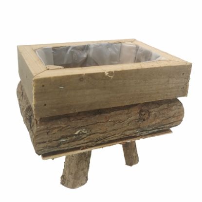 Picture of 19cm RECTANGULAR WOODEN PLANTER WITH LEGS