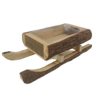 Picture of 33cm WOODEN SLEDGE PLANTER (PLASTIC LINED) NATURAL