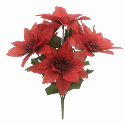 Picture of 30cm POINSETTIA BUSH (7 HEADS) RED