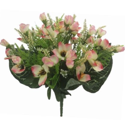 Picture of 38cm ALSTROEMERIA AND ASTILBE BUSH WITH FOLIAGE CREAM/PINK
