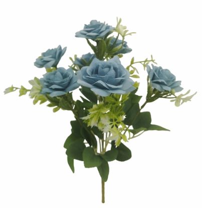 Picture of 37cm ROSE AND FOLIAGE BUSH BLUE