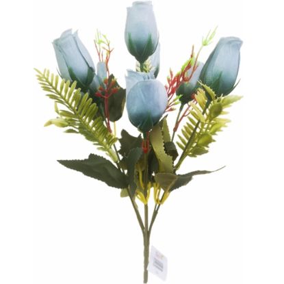 Picture of 33cm ROSEBUD AND FOLIAGE BUSH BLUE