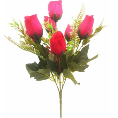 Picture of 33cm ROSEBUD AND FOLIAGE BUSH RED