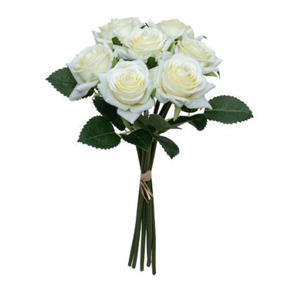 Picture of 35cm FRESH TOUCH DIAMOND ROSE BUNDLE (7 STEMS) IVORY