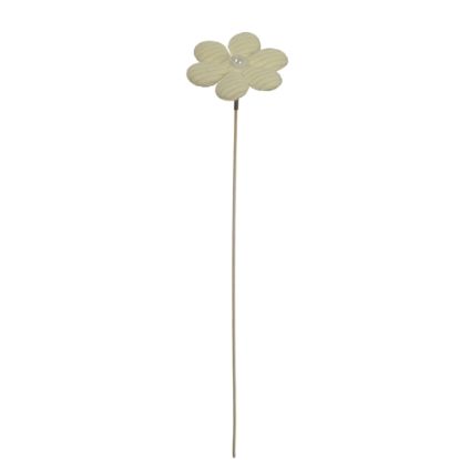 Picture of 25cm FABRIC FLOWER PICK ON WOODEN STICK IVORY X 6pcs