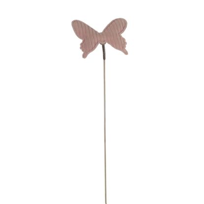 Picture of 25cm FABRIC BUTTERFLY PICK ON WOODEN STICK PINK X 6pcs