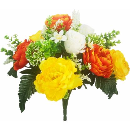 Picture of 36cm ROSE PEONY AND BERRY BUSH YELLOW/ORANGE/IVORY