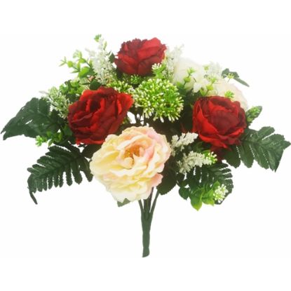 Picture of 36cm ROSE PEONY AND BERRY BUSH RED/PINK/IVORY
