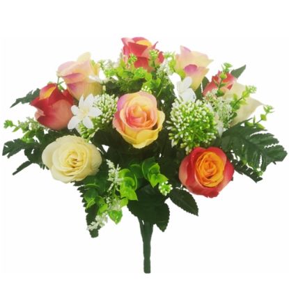 Picture of 38cm MIXED ROSE AND BERRY BUSH PINK/PEACH