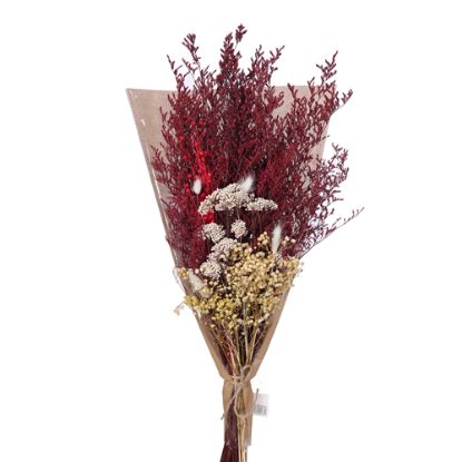 Picture of DRIED FLOWER LARGE MIXED BOUQUET - BURGUNDY/RED/CREAM