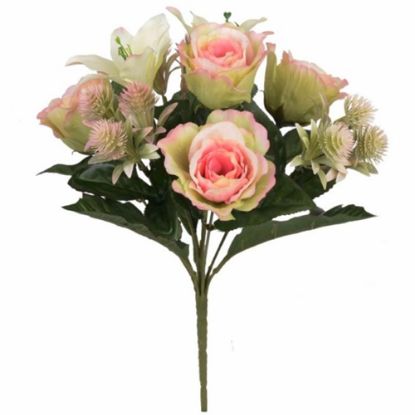 Picture of 32cm ROSE AND LILY MIXED BUSH PINK/GREEN