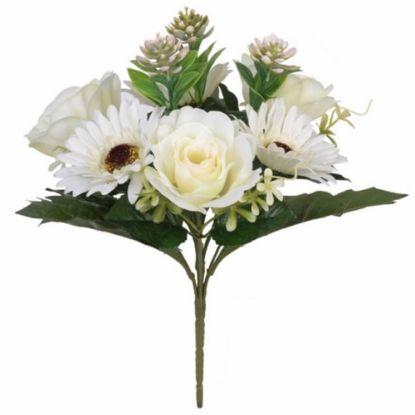 Picture of 33cm ROSE GERBERA AND SUCCULENT BUSH IVORY