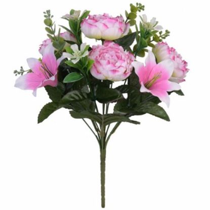 Picture of 35cm LILY PEONY AND EUCALYPTUS BUSH PINK