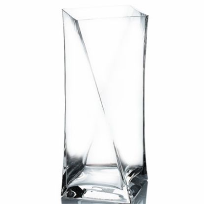 Picture of 30cm GLASS TWISTED SQUARE FLOWER VASE CLEAR