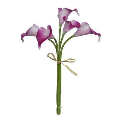 Picture of 35cm REAL TOUCH CALLA LILY BUNDLE (5 STEMS) CERISE/WHITE