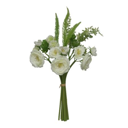 Picture of 40cm CAMELLIA AND FOLIAGE BUNDLE IVORY