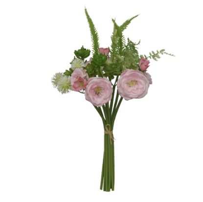 Picture of 40cm CAMELLIA AND FOLIAGE BUNDLE LIGHT PINK/IVORY